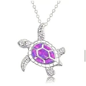 Purple Mother Of Pearl Sea Turtle Necklace